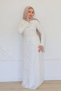 Nour Floral Embroidery Patch-Pocket Dress-White