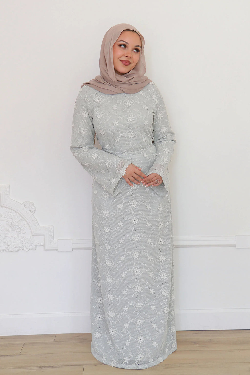 Zahra All-Over Floral Embroidered Maxi