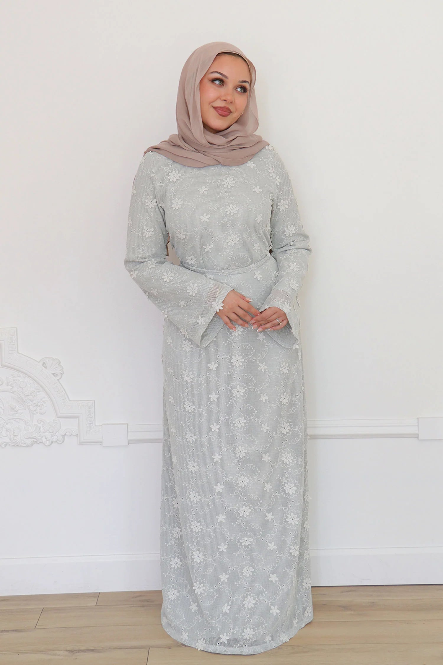 Zahra All-Over Floral Embroidered Maxi