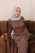 Amira Polka Dot Maxi Dress-Brown