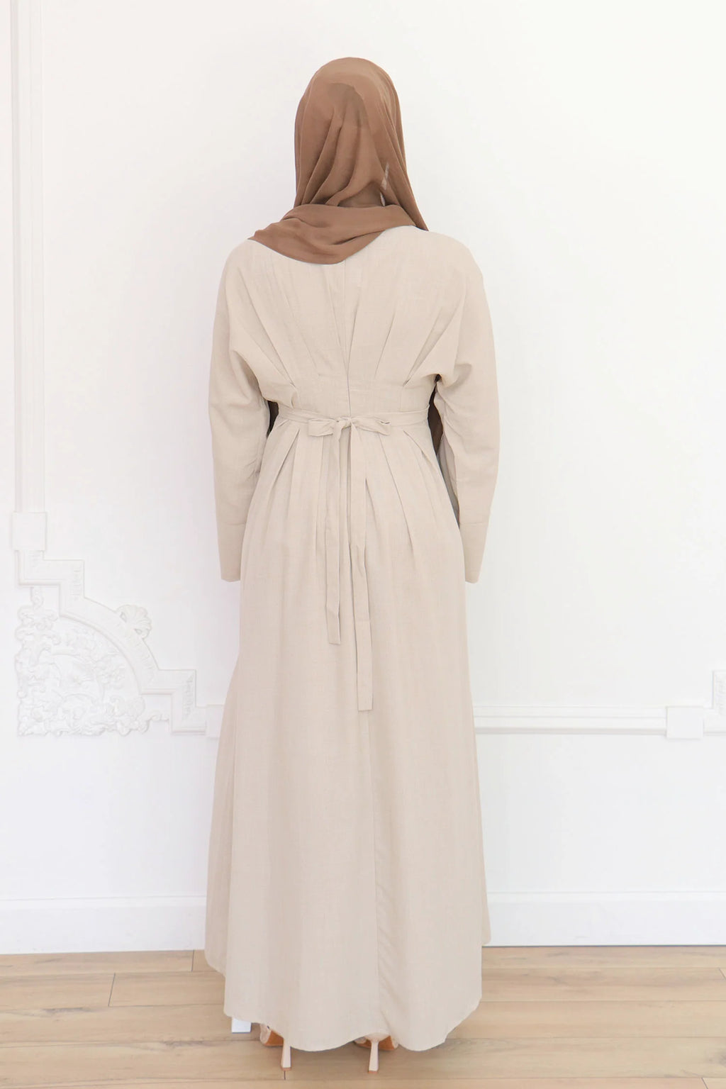 Safiya High-Waist Pleated Maxi-Beige