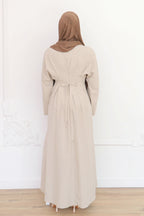 Safiya High-Waist Pleated Maxi-Beige