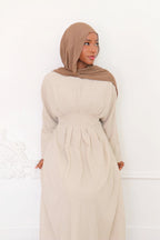 Safiya High-Waist Pleated Maxi-Beige