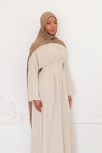 Safiya High-Waist Pleated Maxi-Beige