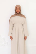 Safiya High-Waist Pleated Maxi-Beige