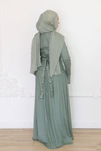 Ayla Floral Vine Embroidered Maxi-Green