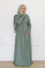 Ayla Floral Vine Embroidered Maxi-Green