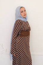 Amira Polka Dot Maxi Dress-Brown