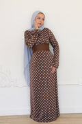 Amira Polka Dot Maxi Dress-Brown