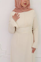 Amina Triangular Lace-Inset Maxi Gown-Apricot