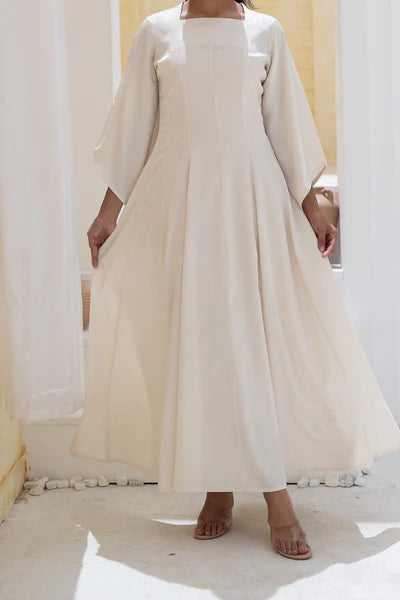 Lina Architectural Square-Neck Jacquard Gown