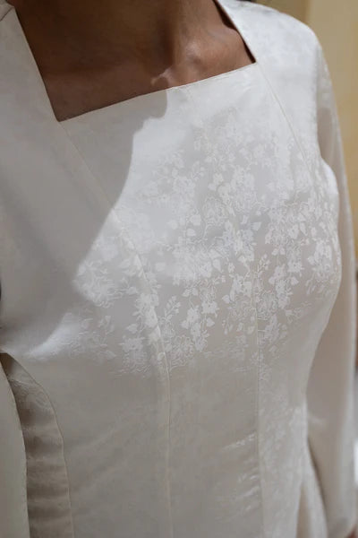 Lina Architectural Square-Neck Jacquard Gown