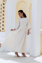Lina Architectural Square-Neck Jacquard Gown