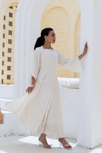 Lina Architectural Square-Neck Jacquard Gown