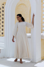 Lina Architectural Square-Neck Jacquard Gown