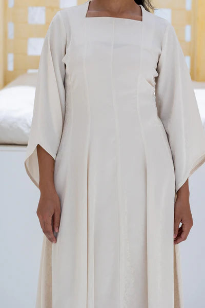 Lina Architectural Square-Neck Jacquard Gown