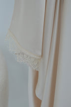 Sara Lace Trim Batwing Satin Abaya-Apricot
