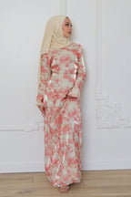Salma Asymmetric Ruffle-Trim Floral Maxi-Pink