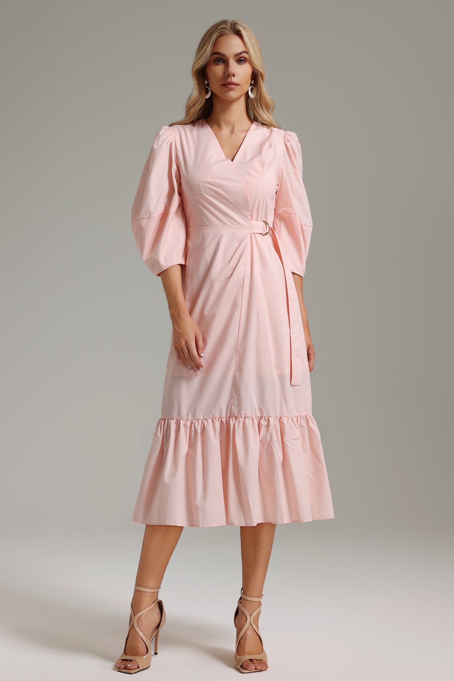 Ereen V-Neck Ruffle Dress	