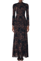 Vera Velvet Floral Twist Waist Maxi Dress-Coffee