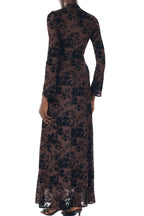 Vera Velvet Floral Twist Waist Maxi Dress-Coffee