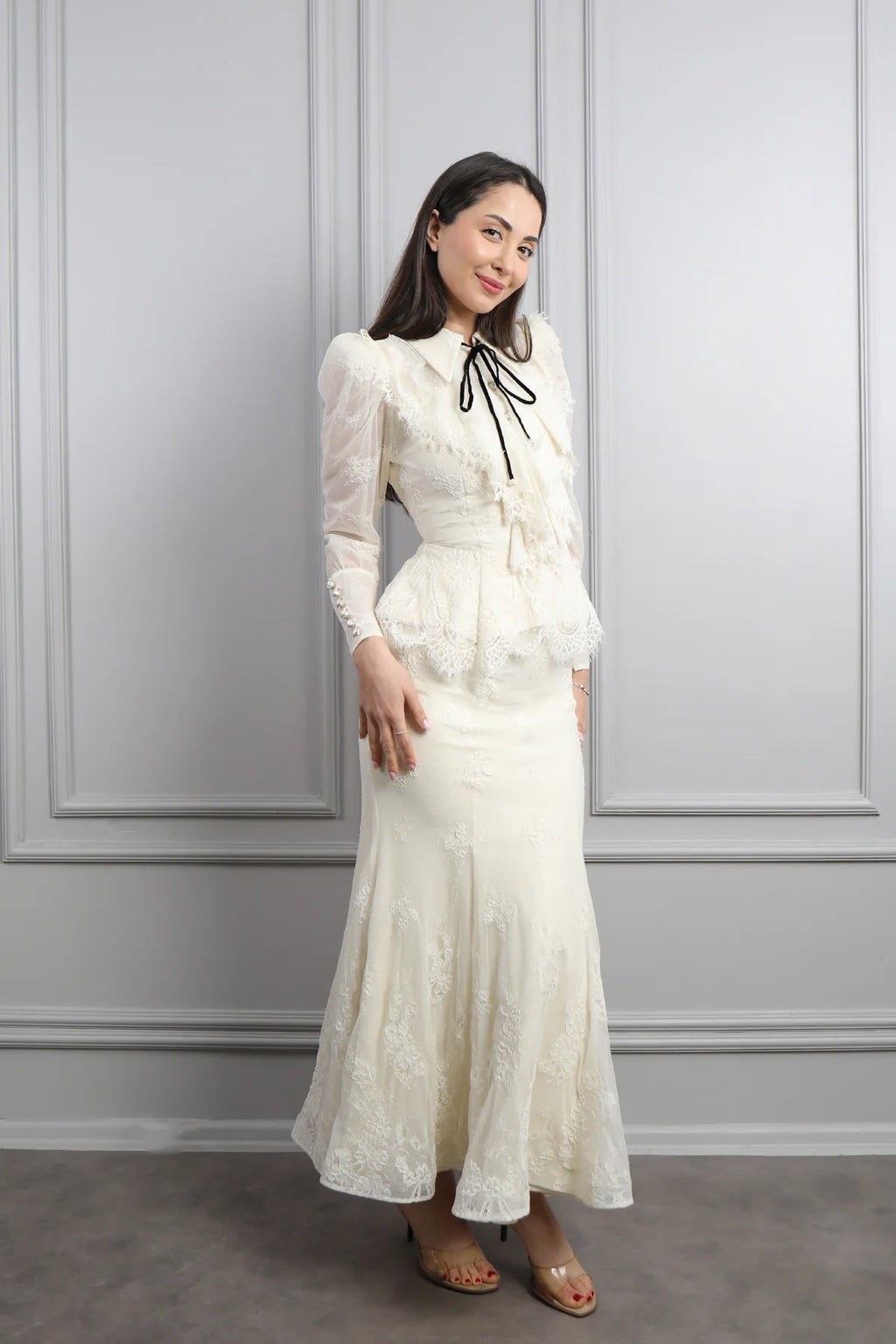 Kiara Lace Bow Detail Maxi Dress