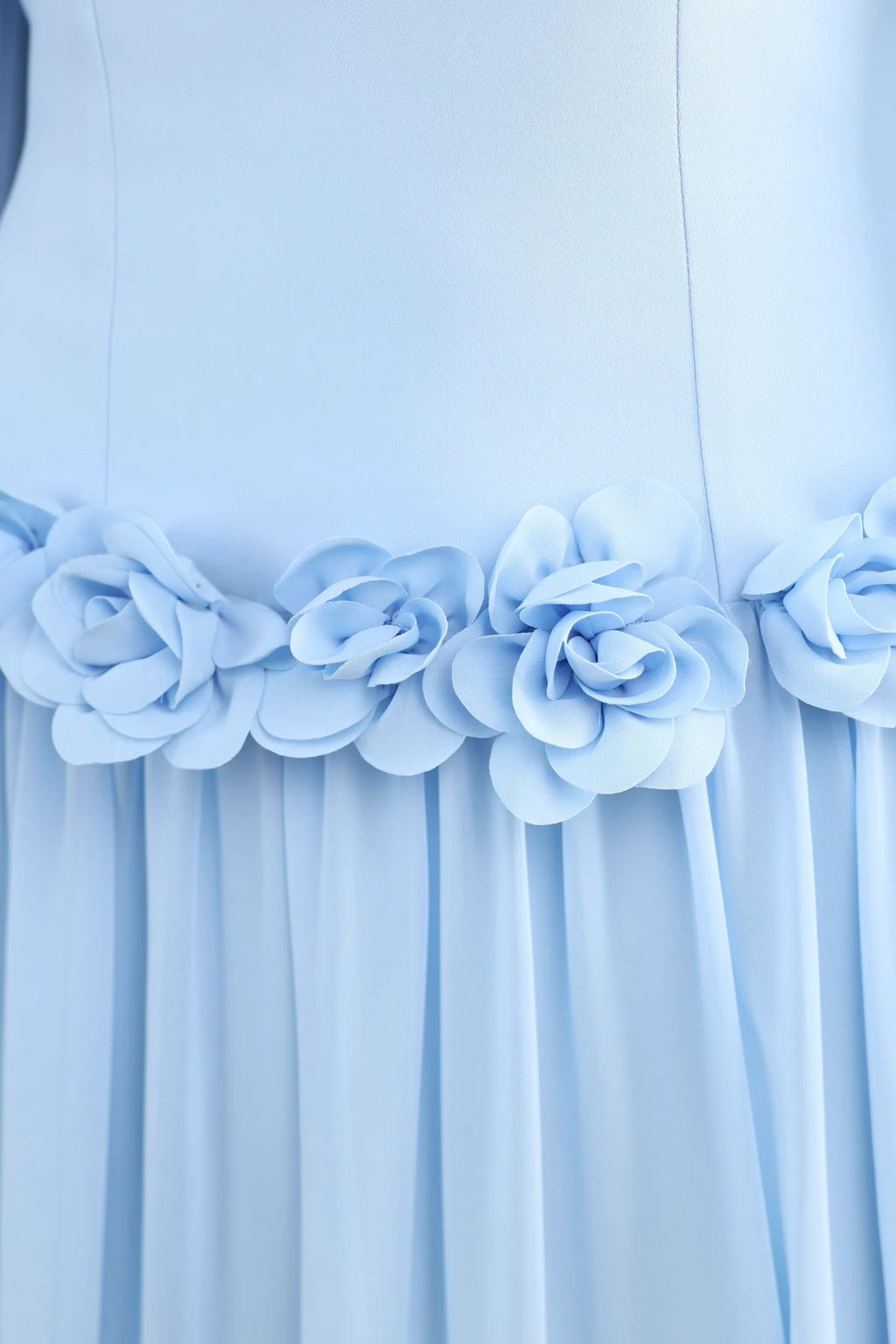 Embroidered Floral Texture Dress-Blue