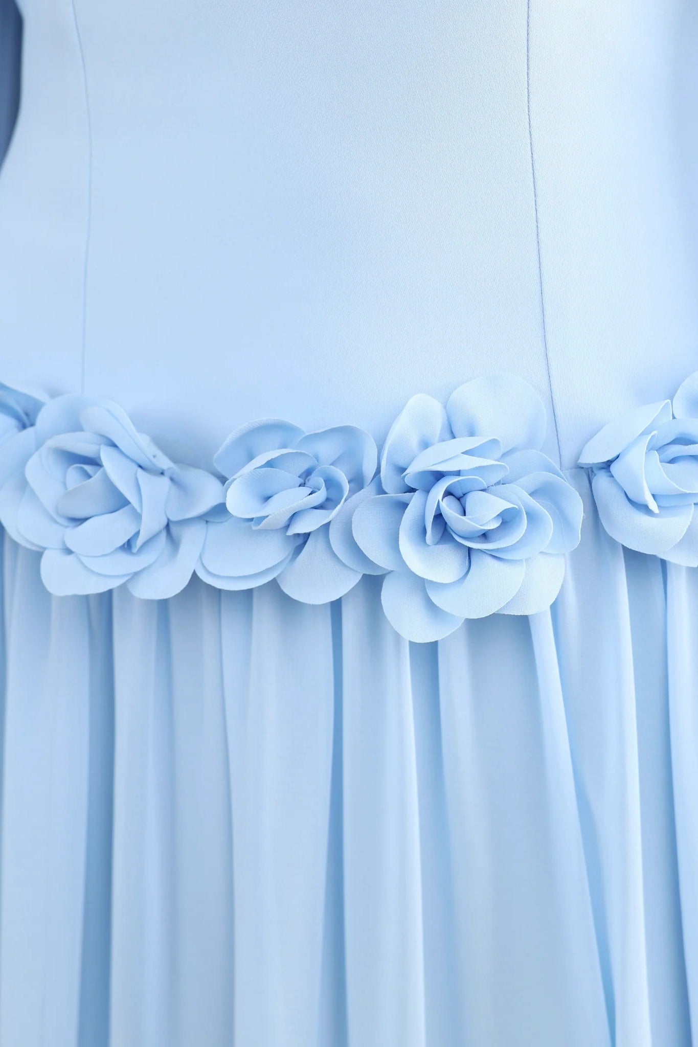 Embroidered Floral Texture Dress-Blue