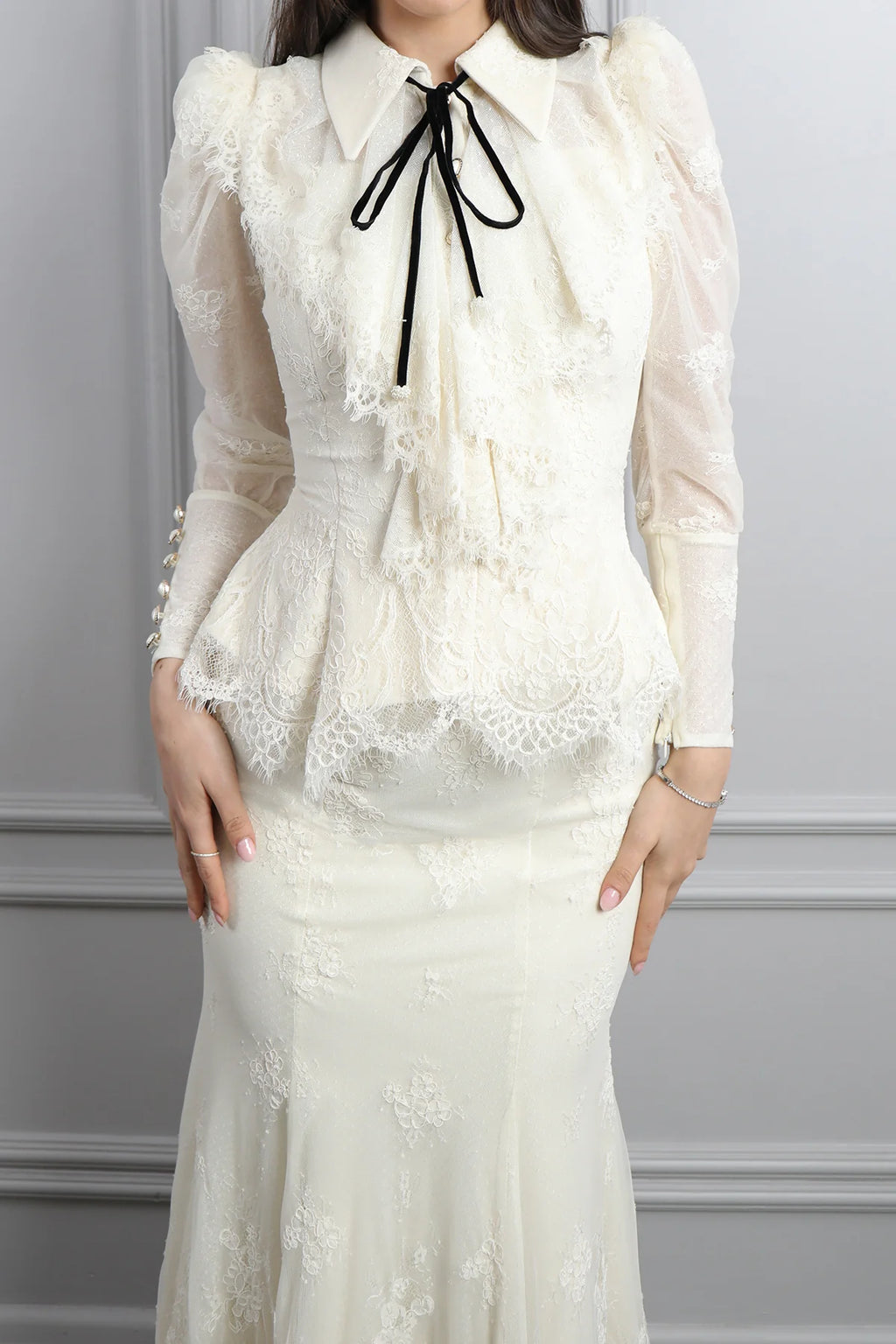 Kiara Lace Bow Detail Maxi Dress