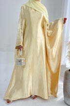 Serena Glossy Satin Wide Sleeve Abaya