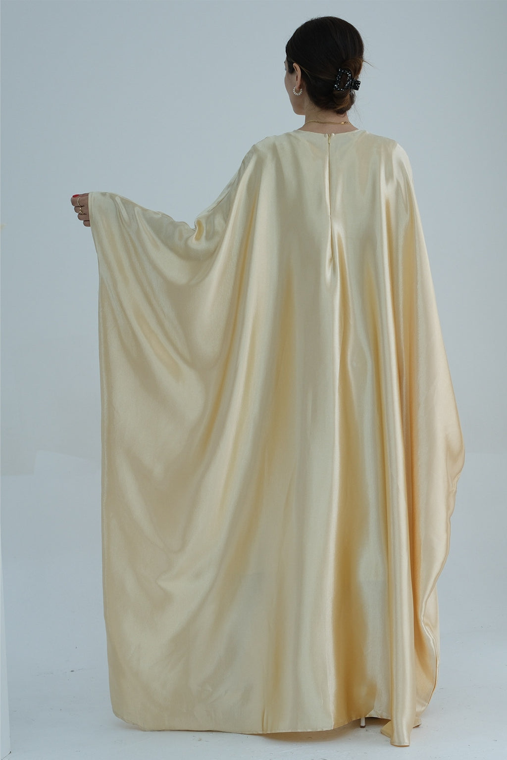 Serena Glossy Satin Wide Sleeve Abaya