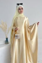 Serena Glossy Satin Wide Sleeve Abaya