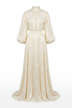 Maren High Neck Jacquard Satin Maxi