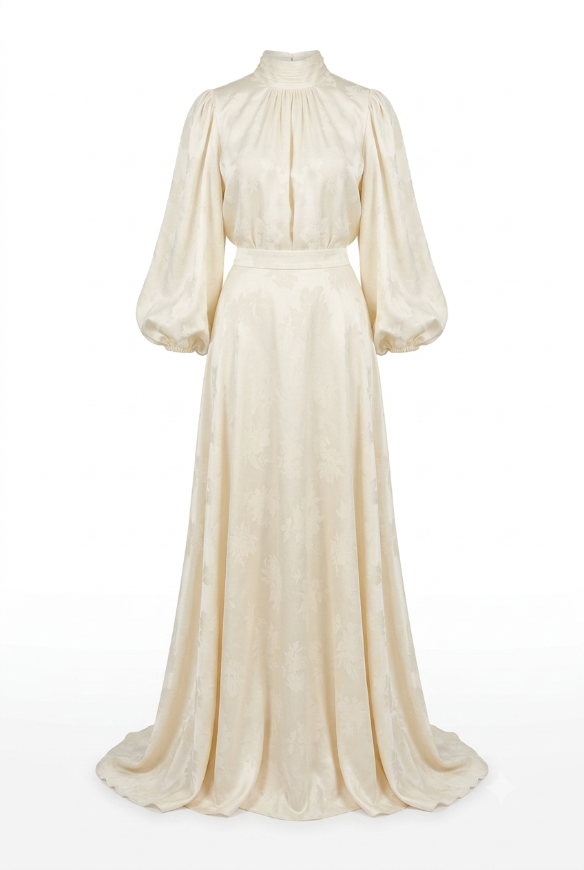 Maren High Neck Jacquard Satin Maxi
