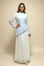 Asymmetric Crystal-Trimmed Peplum Maxi Dress