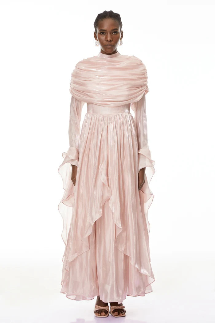 Layered Shroud Draped Maxi Dress
