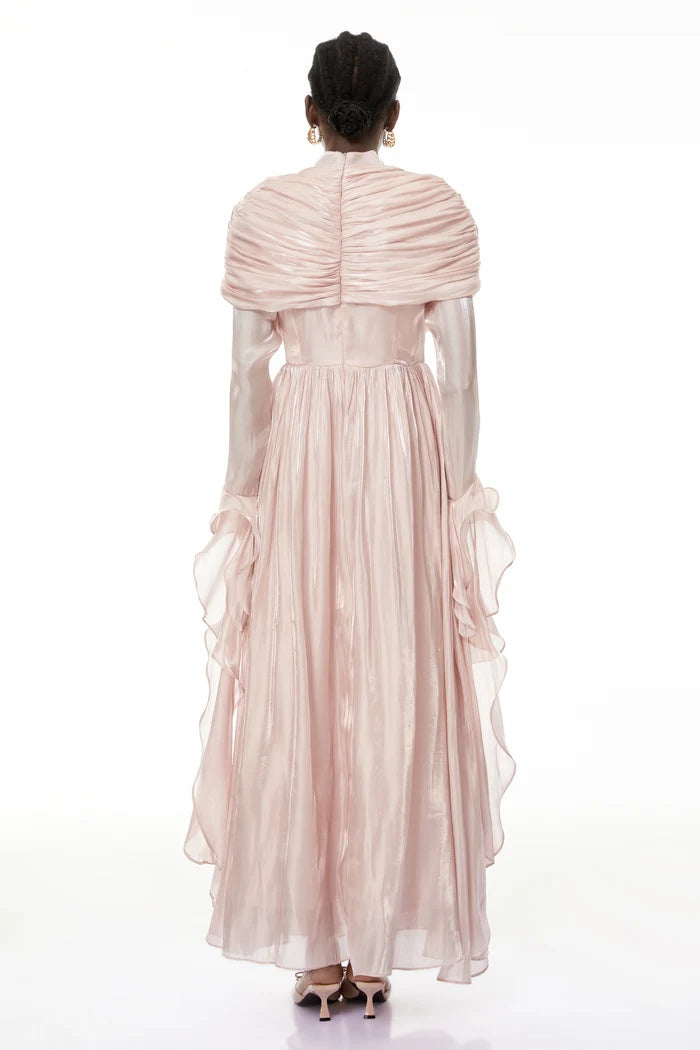 Layered Shroud Draped Maxi Dress