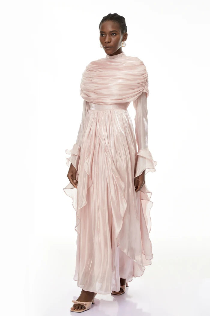 Layered Shroud Draped Maxi Dress