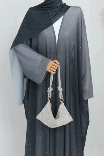 Marissa Sparkly Gradient Abaya With Hijab-Black