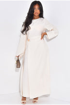 Sara Brooch Waist Tie Maxi Dress-White