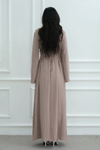 Sara Brooch Waist Tie Maxi Dress-Taupe