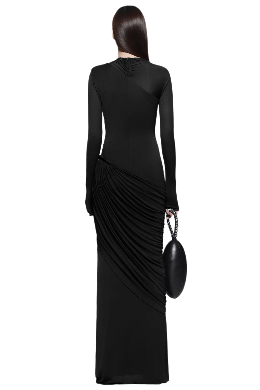 Form-Fitting Dress With Hipline Flap And Signature Metalic Detail-Black