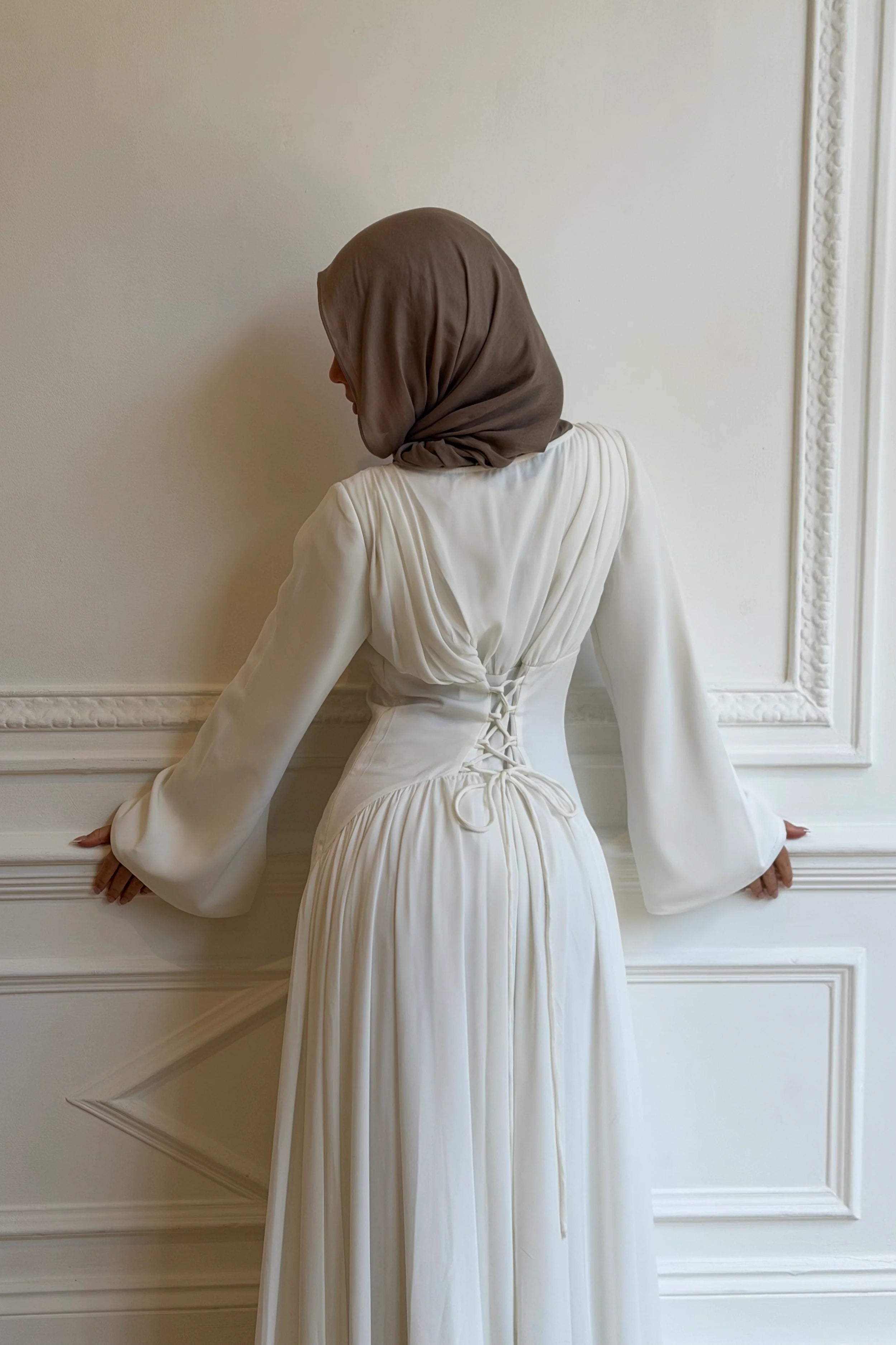 Pleated Waist Modest Maxi Dress
