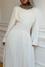 Pleated Waist Modest Maxi Dress