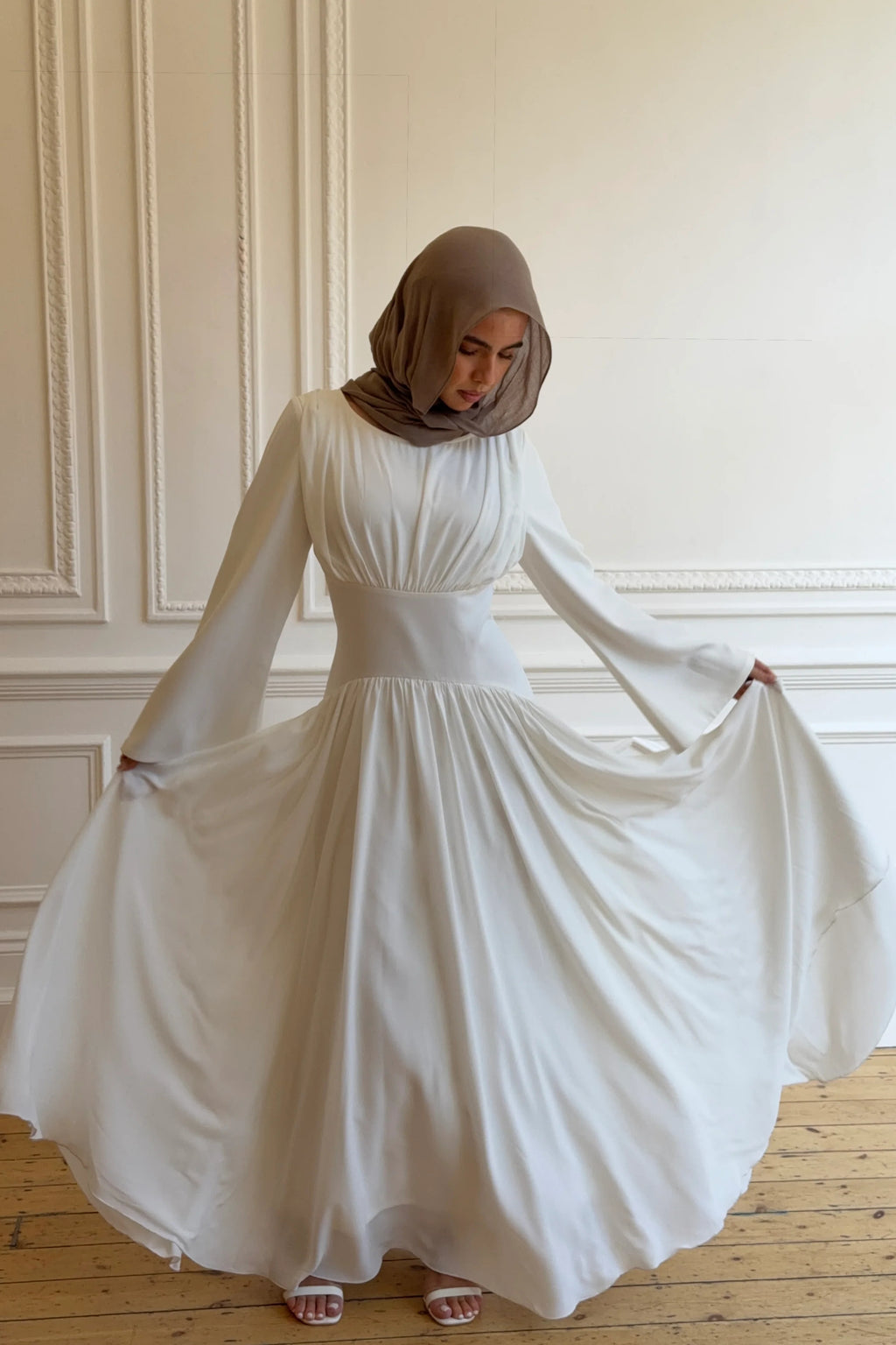 Pleated Waist Modest Maxi Dress