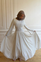 Pleated Waist Modest Maxi Dress