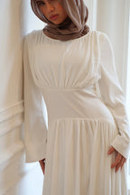 Pleated Waist Modest Maxi Dress