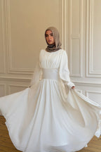 Pleated Waist Modest Maxi Dress