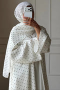 Polka Dot Open Abaya & Matching Hijab Two-Piece Set
