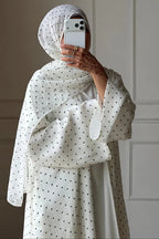 Polka Dot Open Abaya & Matching Hijab Two-Piece Set